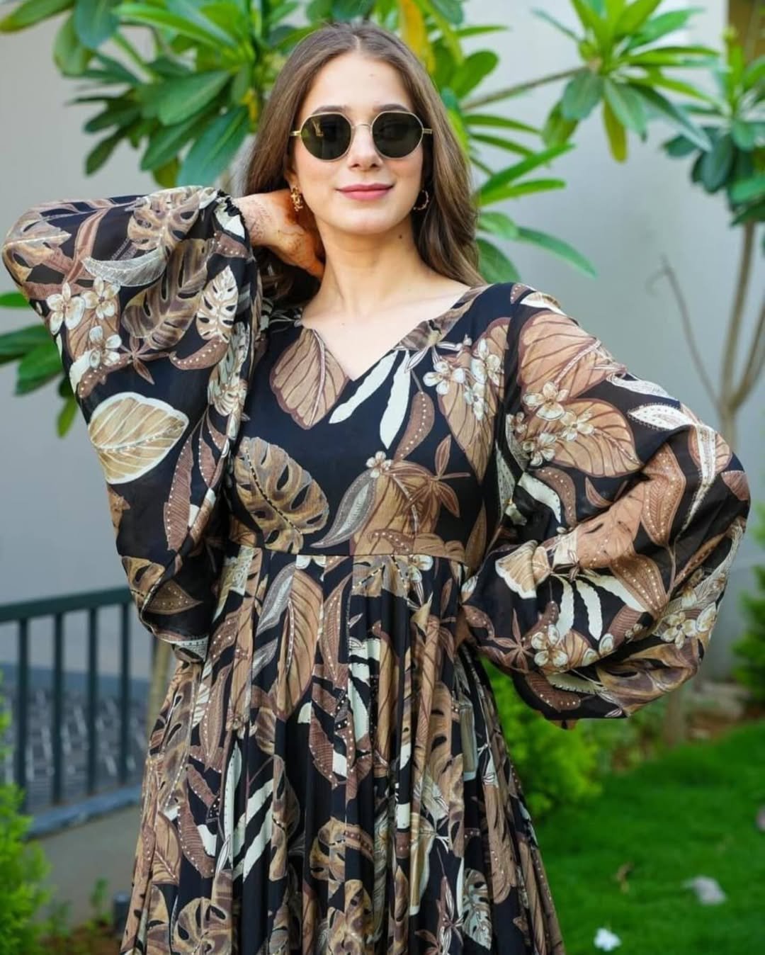 Digital Printed Chinon Chiffon Gown - Image 2