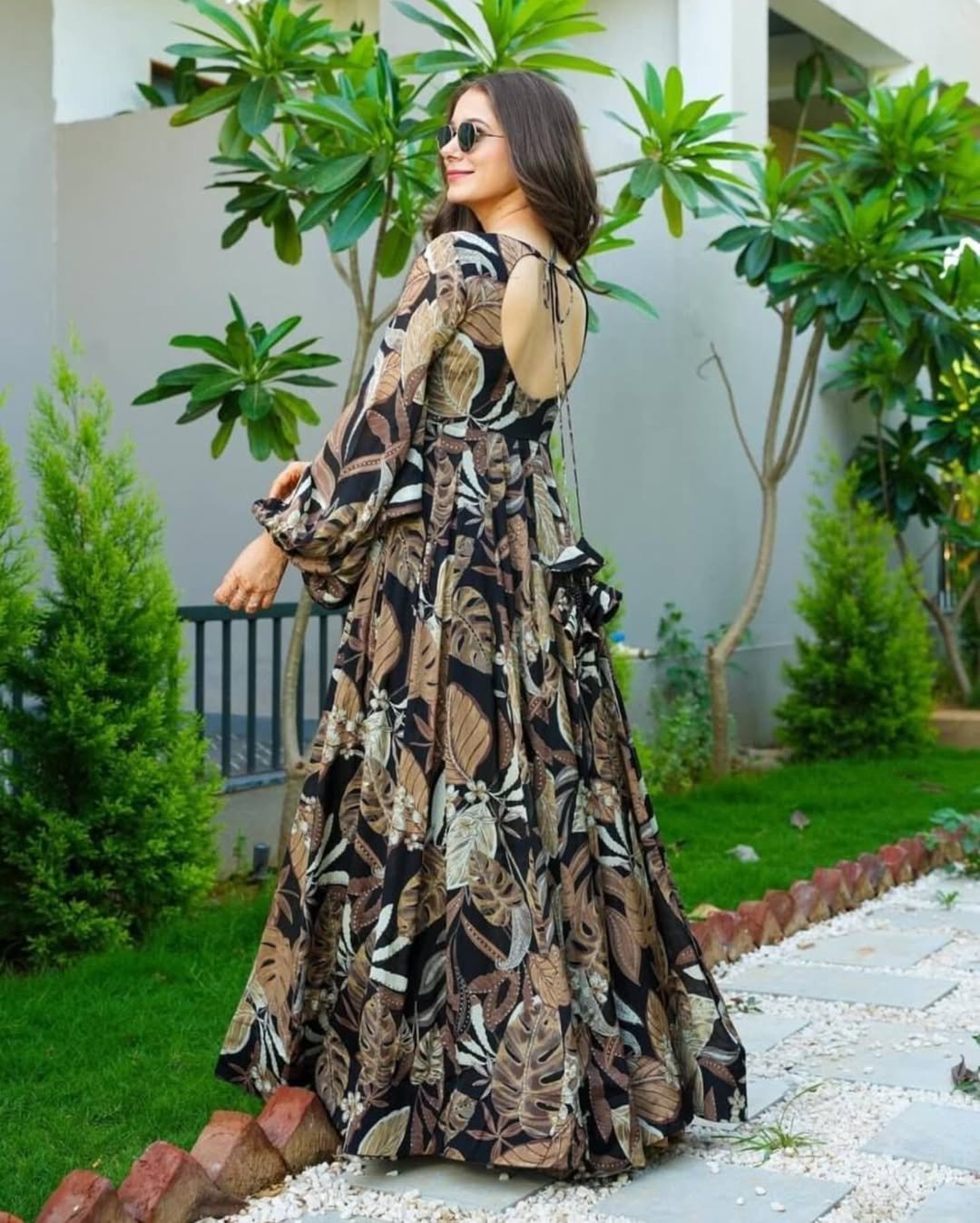 Digital Printed Chinon Chiffon Gown - Image 4
