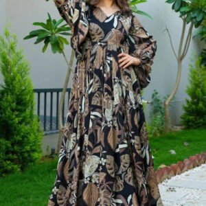 Digital Printed Chinon Chiffon Gown
